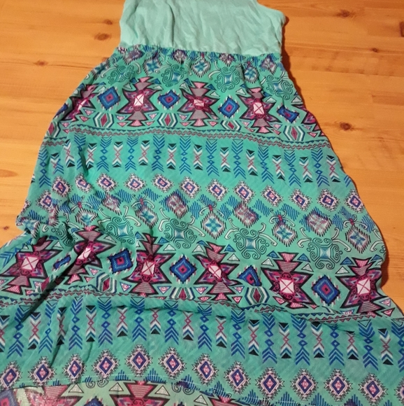 Teal tribal halter flowly dress - Picture 9 of 9